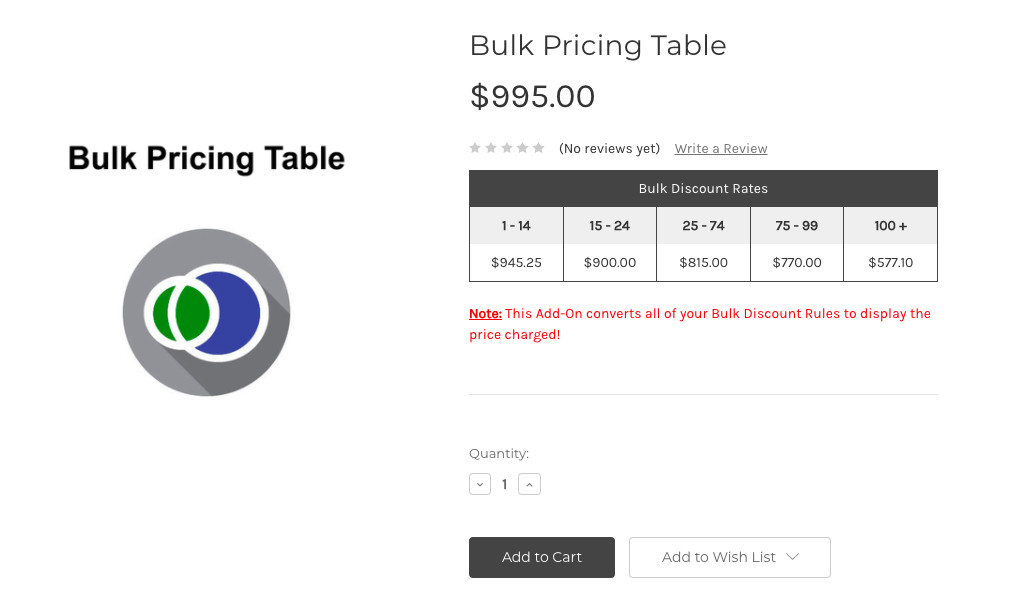 wholesale volume discount pricing table