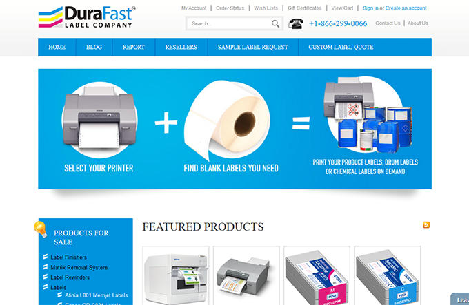 Old durafastlabel.com bigcommerce website before redesign