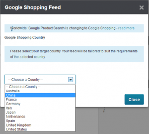 Available BigCommerce to Google Shopping feed Country list