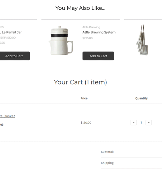 cart page upsell
