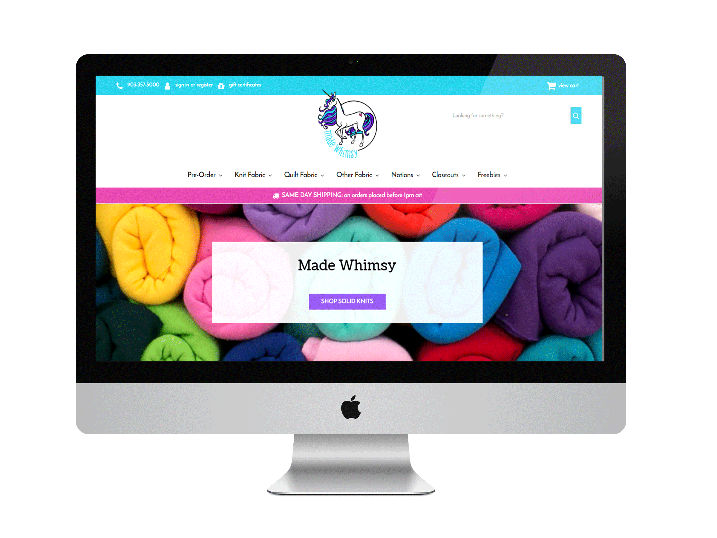 computer with featured website on screen