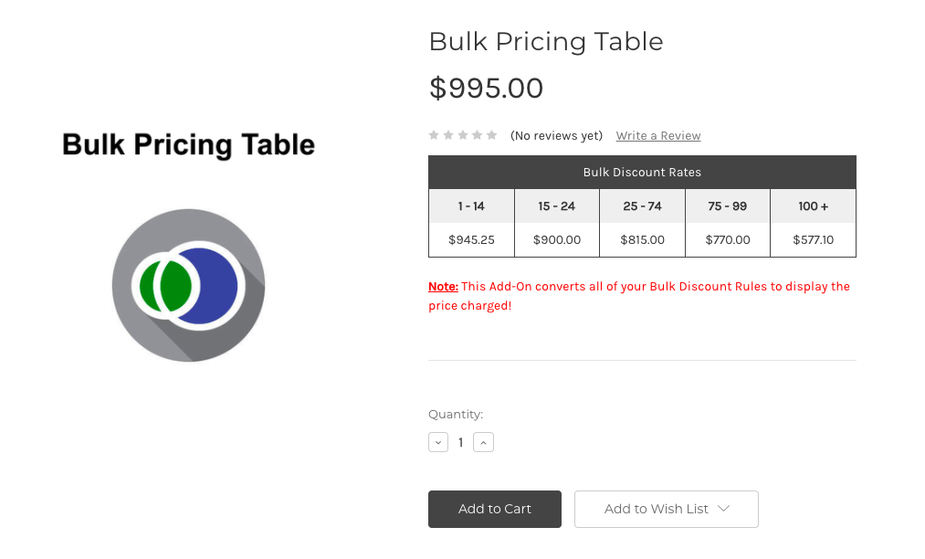 bulk discount table