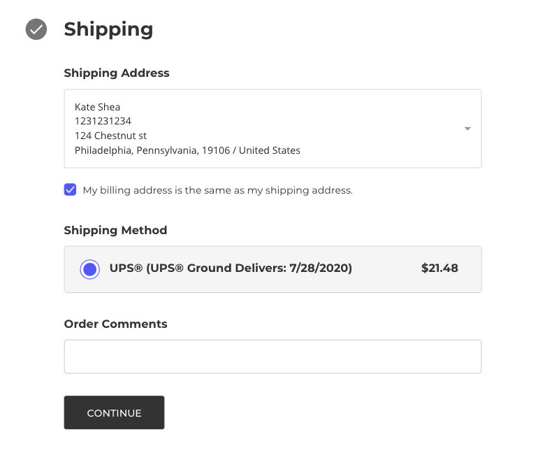 Approved Shipping Address