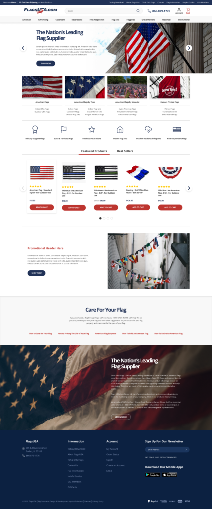 FlagsUSA.com  Homepage - Custom BigCommerce Design