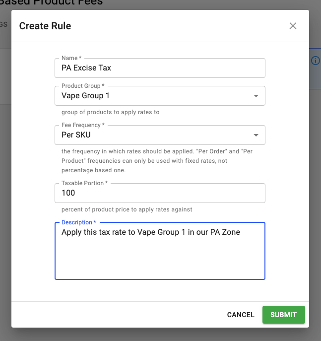 BigCommerce Excise Tax Creating a Rule