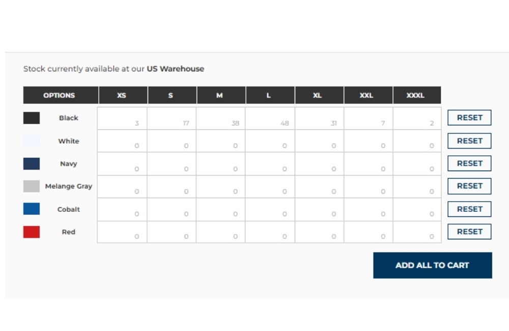 Product Option Grid - Joyya