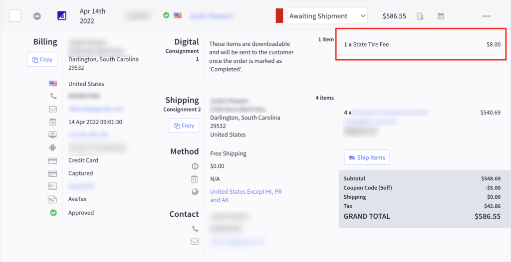 Bigcommerce order information