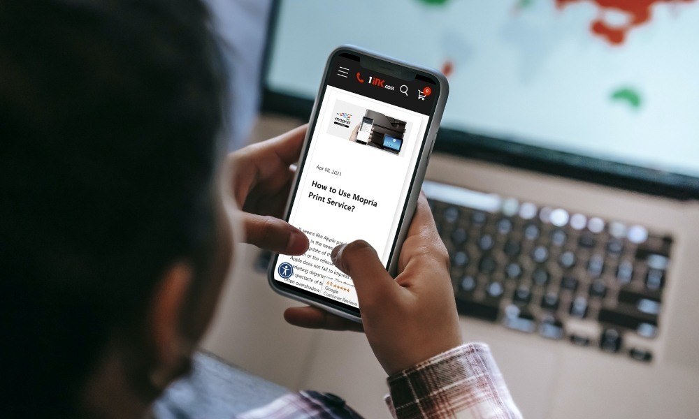 man using smartphone browsing 1ink.com