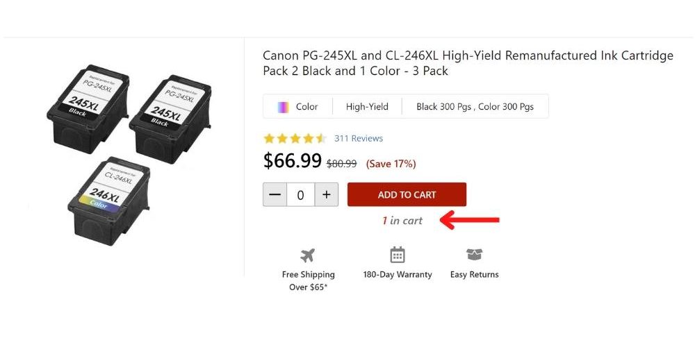 1ink.com 1-in-cart feature