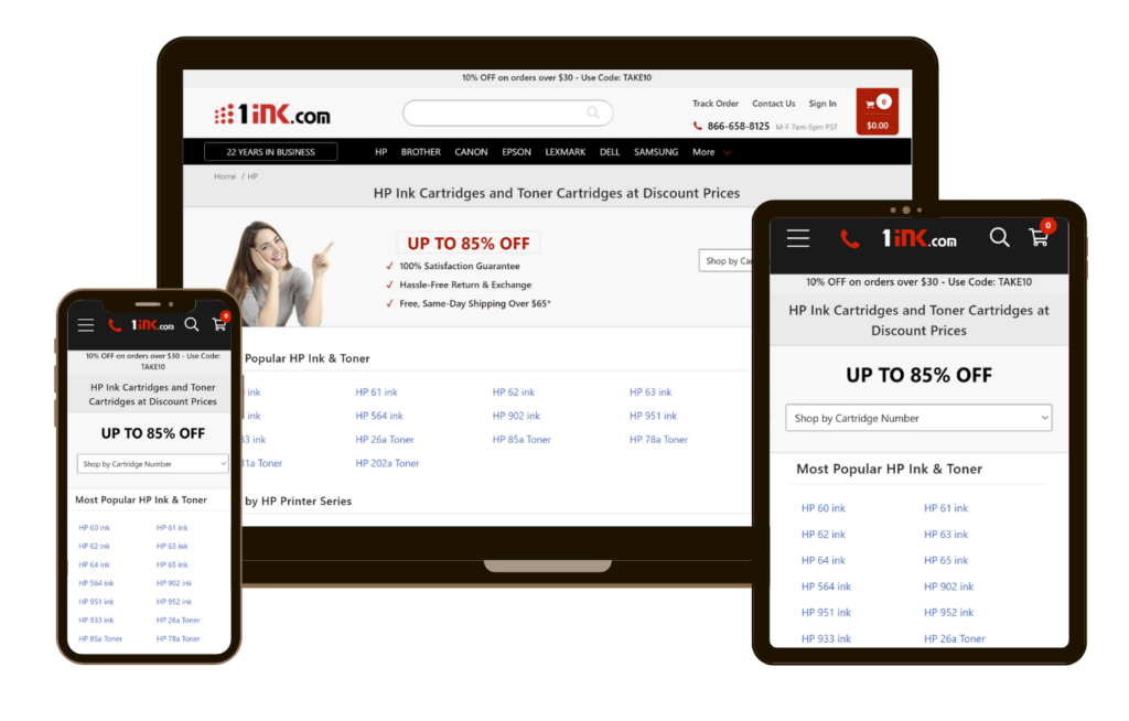1ink.com BigCommerce category page design