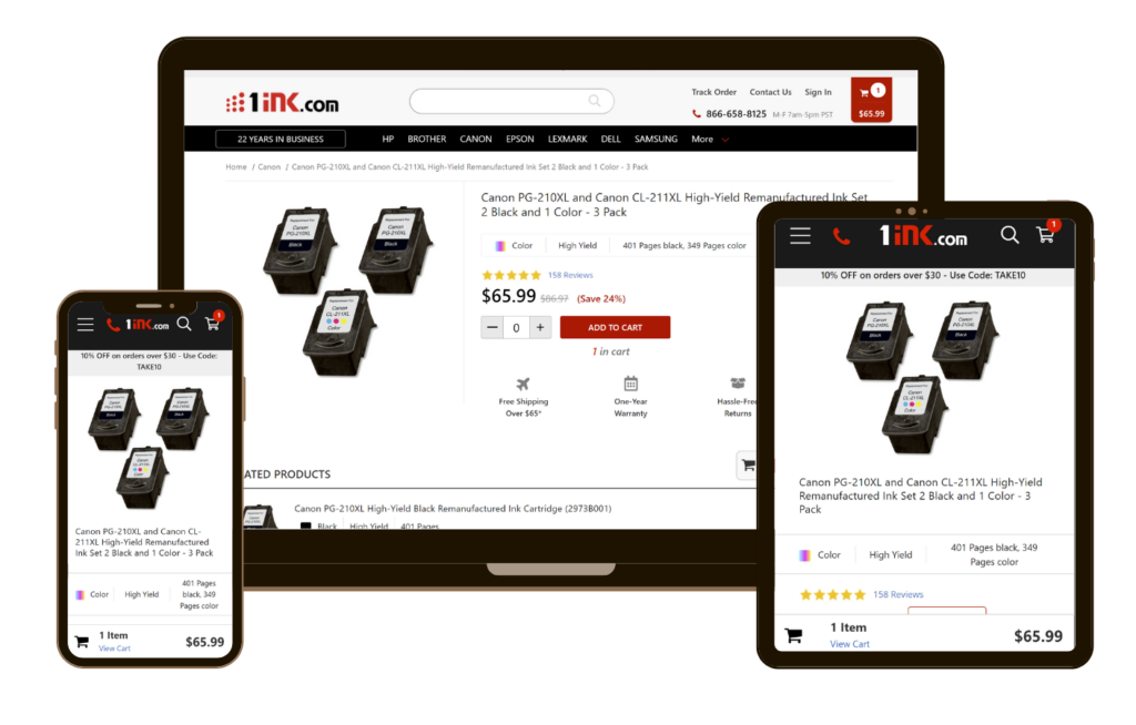 1ink.com BigCommerce product page design