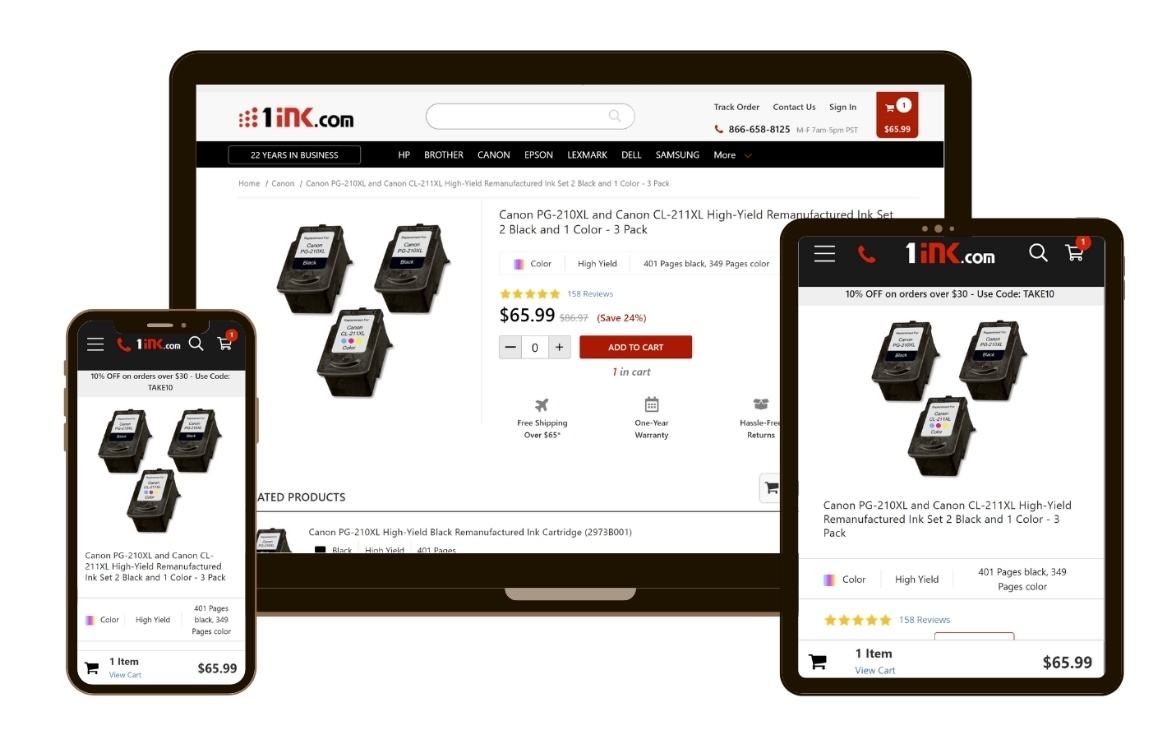 1ink.com Product Page Mockup