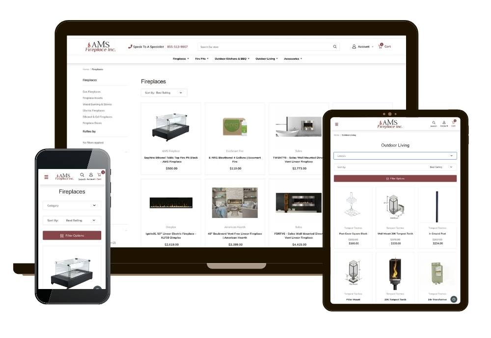 AMSFireplace.com Category Mockup