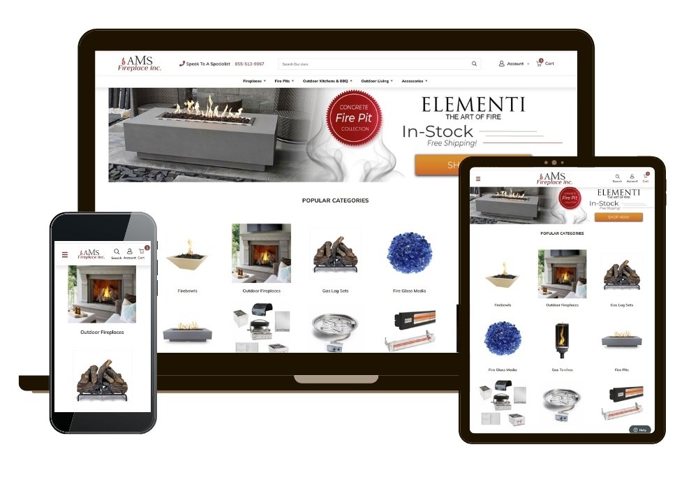 AMSFireplace.com Homepage Mockup