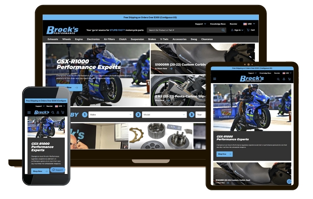 BrocksPerformance.com Homepage - Device Mockup