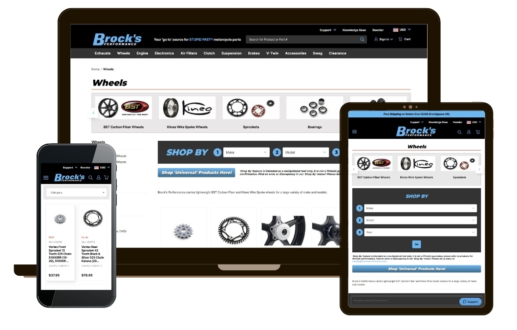 BrocksPerformance.com Category Page - Device Mockup