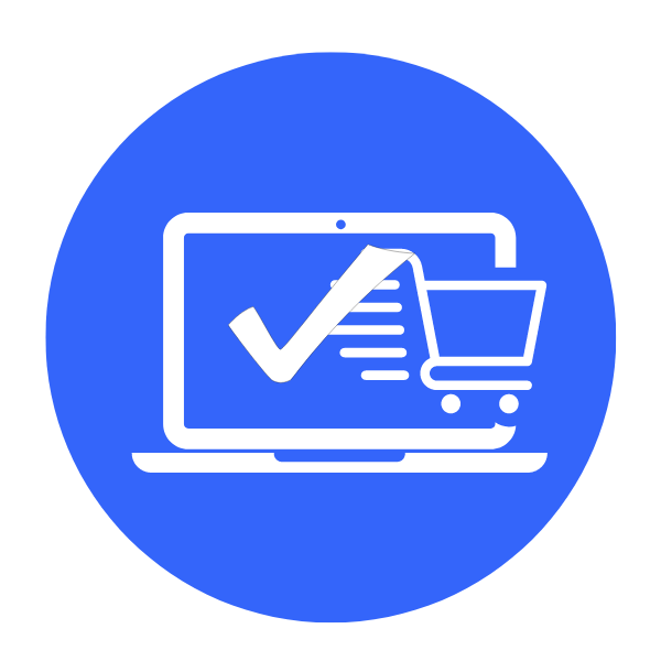 online shopping with cart and checkmark