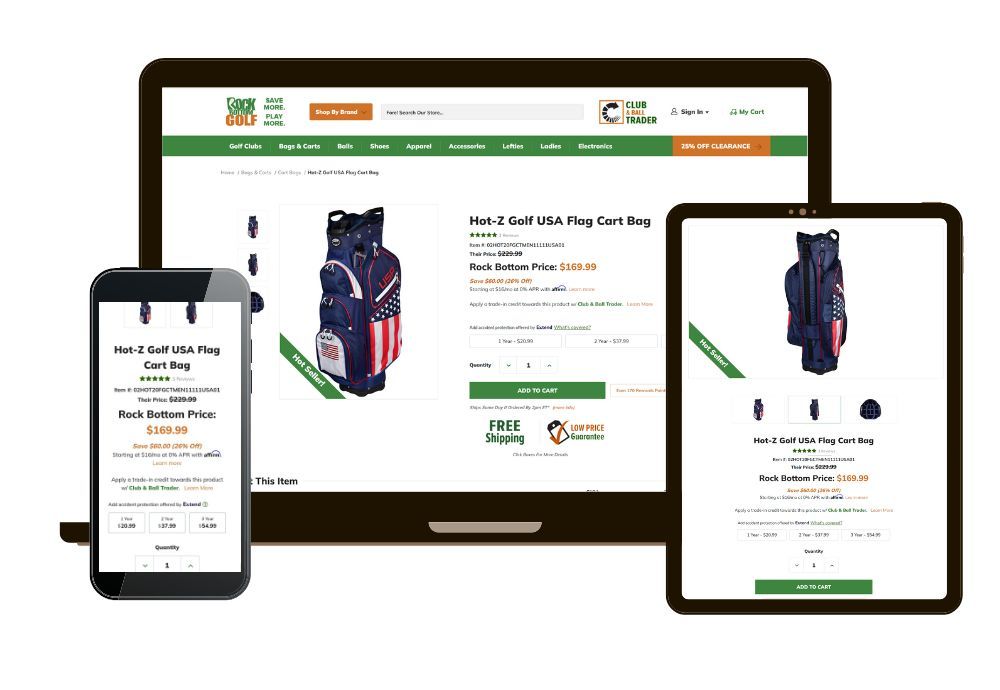 Product Page Device Mockup - RockBottomGolf.com