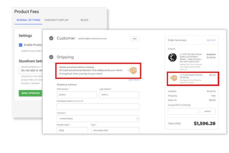 Checkout page with guaranteed delivery shipping option