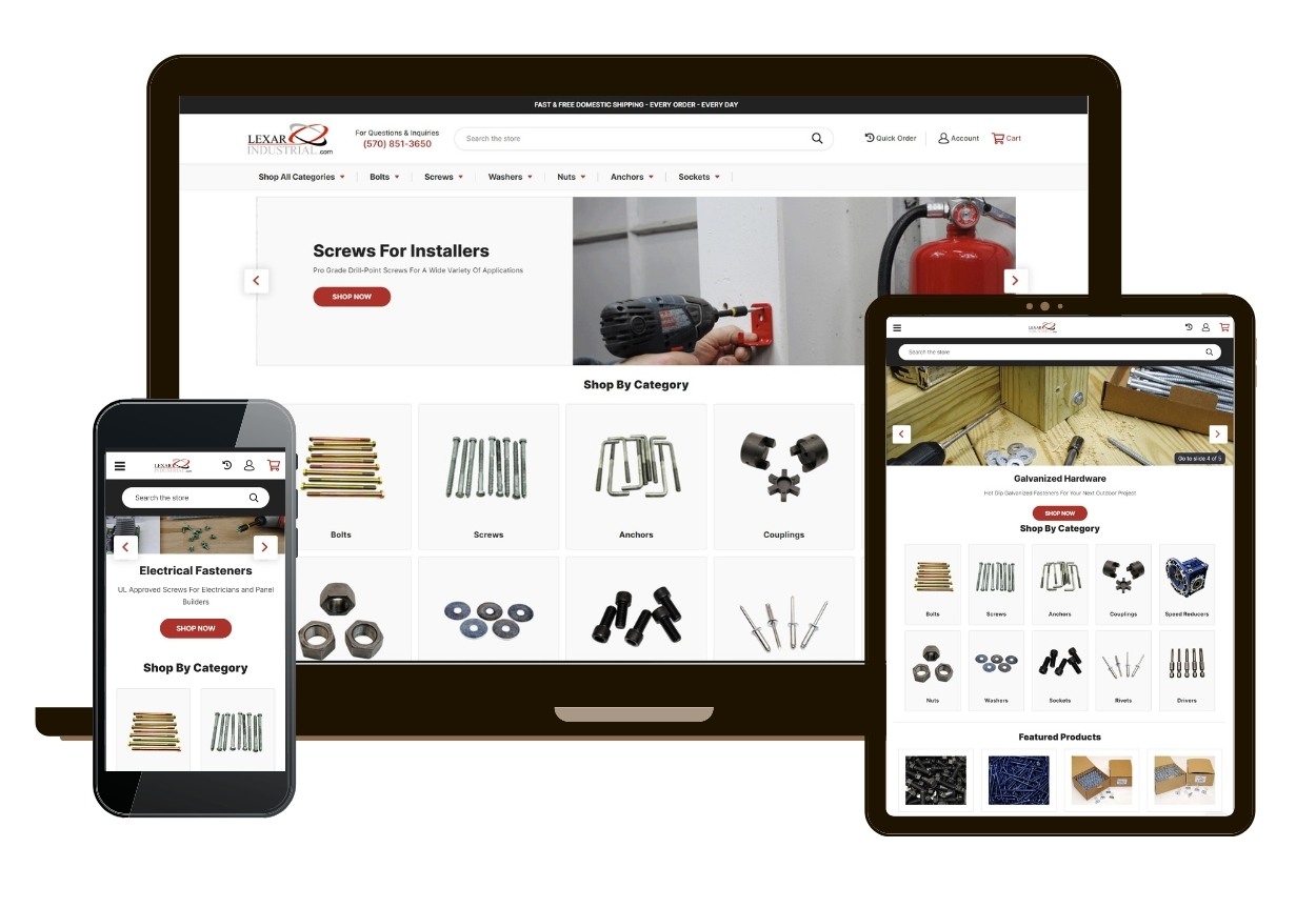 LexarIndustrial.com Homepage Mockup on Devices
