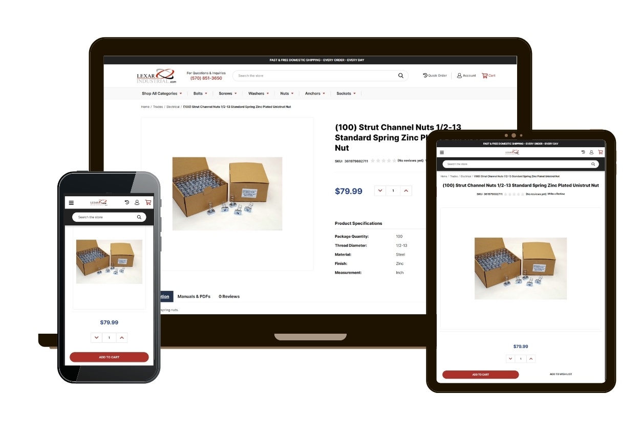 LexarIndustrial.com Product Page Mockup on Devices