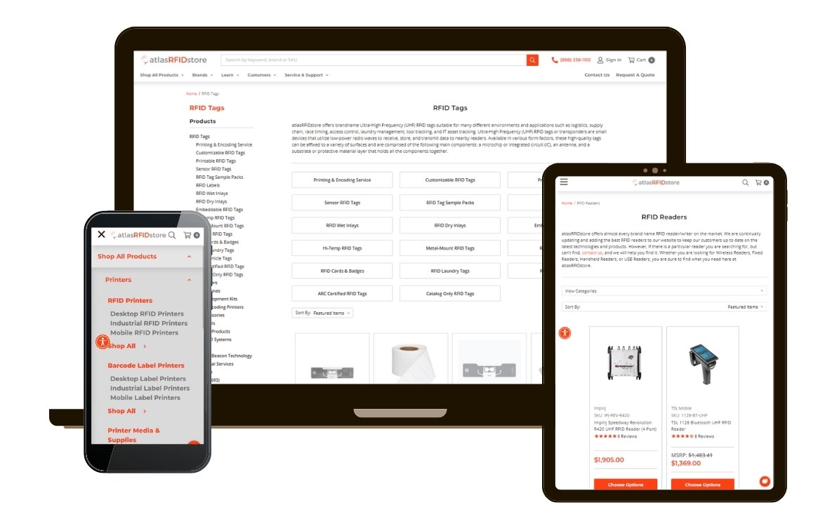 AtlasRFIDstore.com category page mockup on devices.