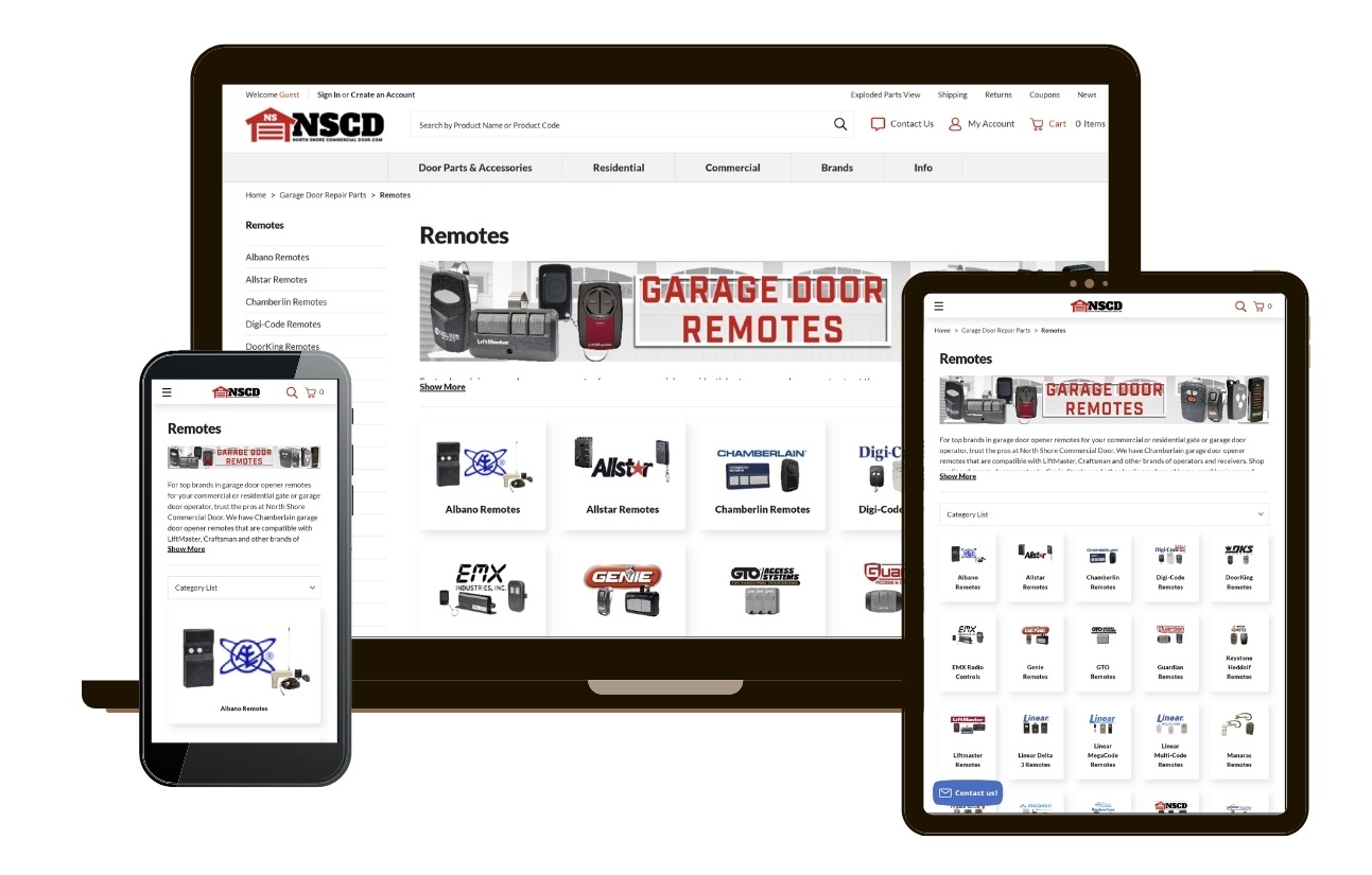 Subcategory page device mockup for NorthShoreCommercialDoor.com