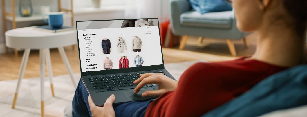woman on laptop shopping for apparel online