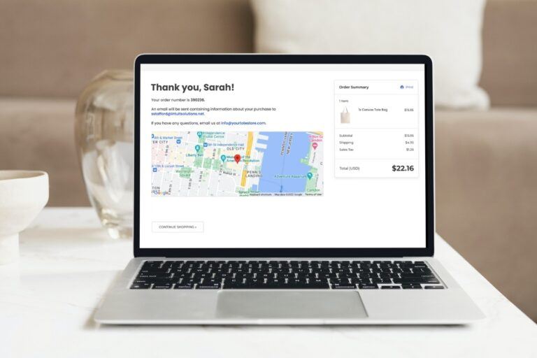 Shipping Destination Map on Order Confirmation Page