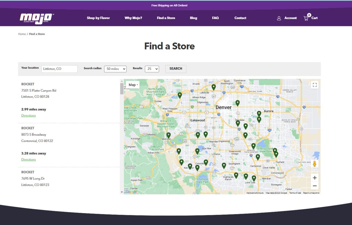 Find a Store Feature for Grabmojo.com