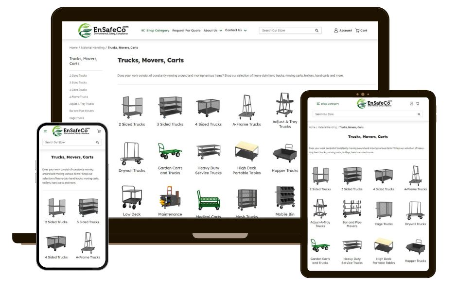 Subcategory page design for Ensafeco.com