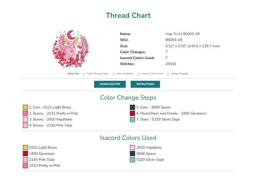 Custom Thread Chart for embroideryonline.com