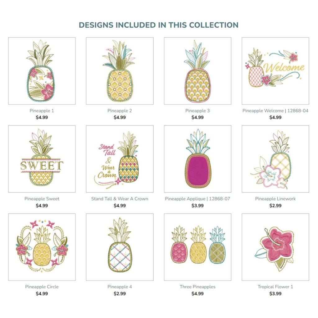 "Designs Included in Collection" preview on OESD.com