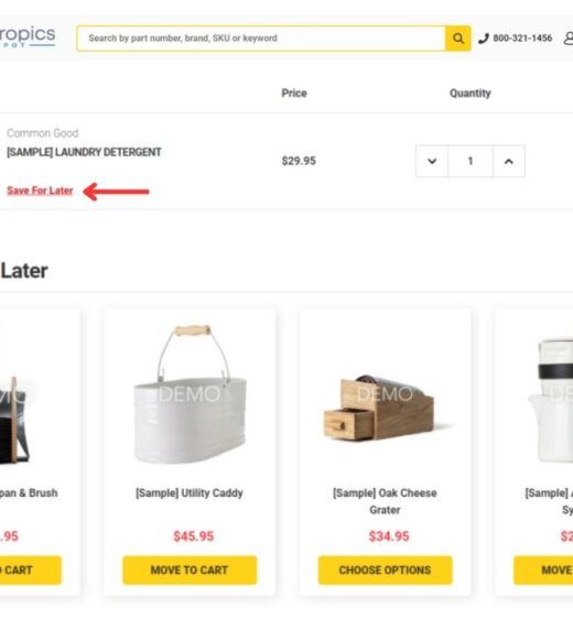 Save for Later Feature for BigCommerce - Cart View