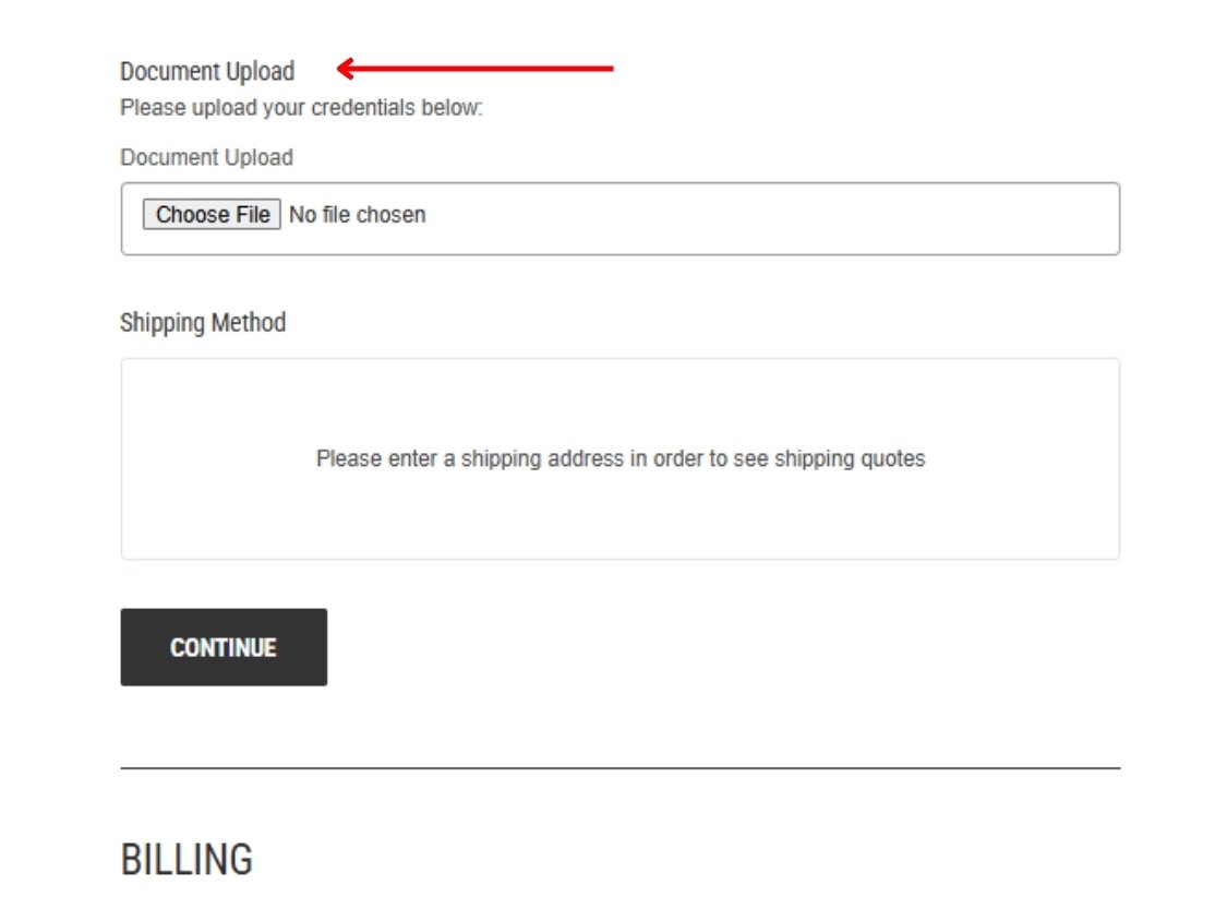 BigCommerce checkout field for document uploads - verification step for firearms purchase