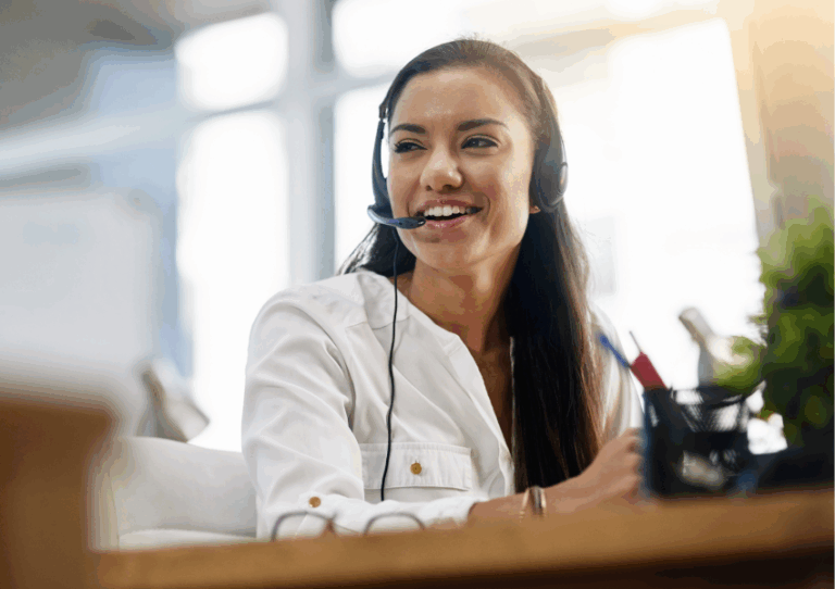 Shot of a female agent working in a call center.