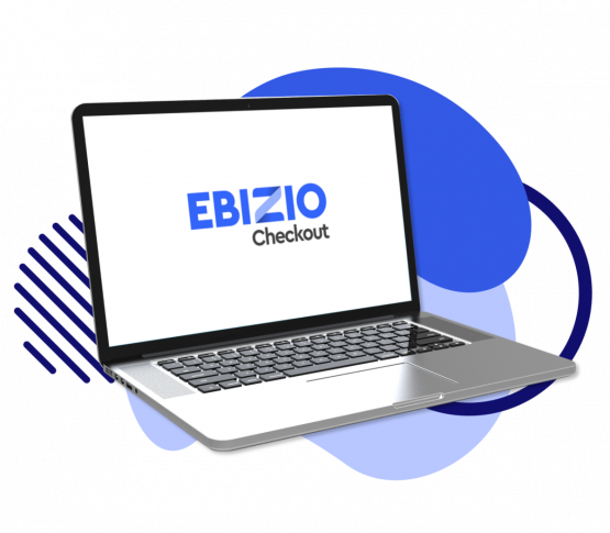 Ebizio Checkout logo on laptop mockup